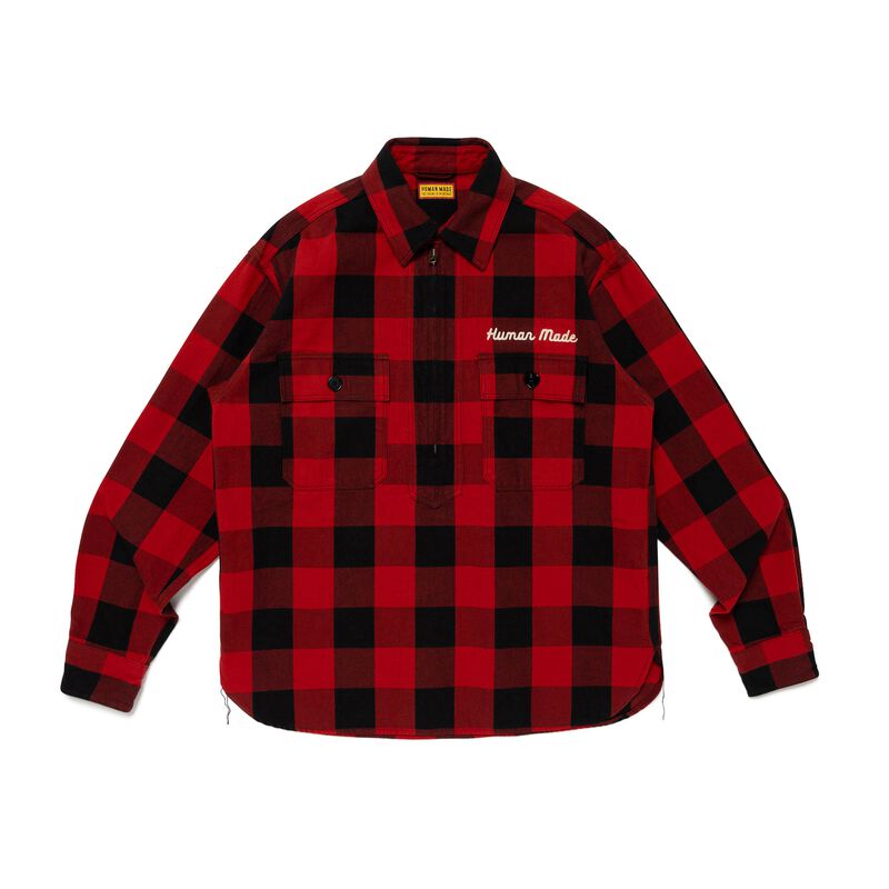 HUMAN MADE CHECK HALF-ZIP SHIRT