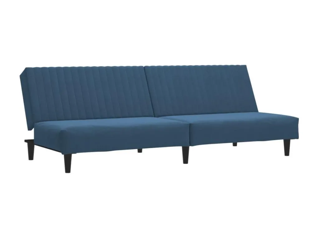 Sofá cama de dos plazas tapizado en terciopelo azul  AE5496312