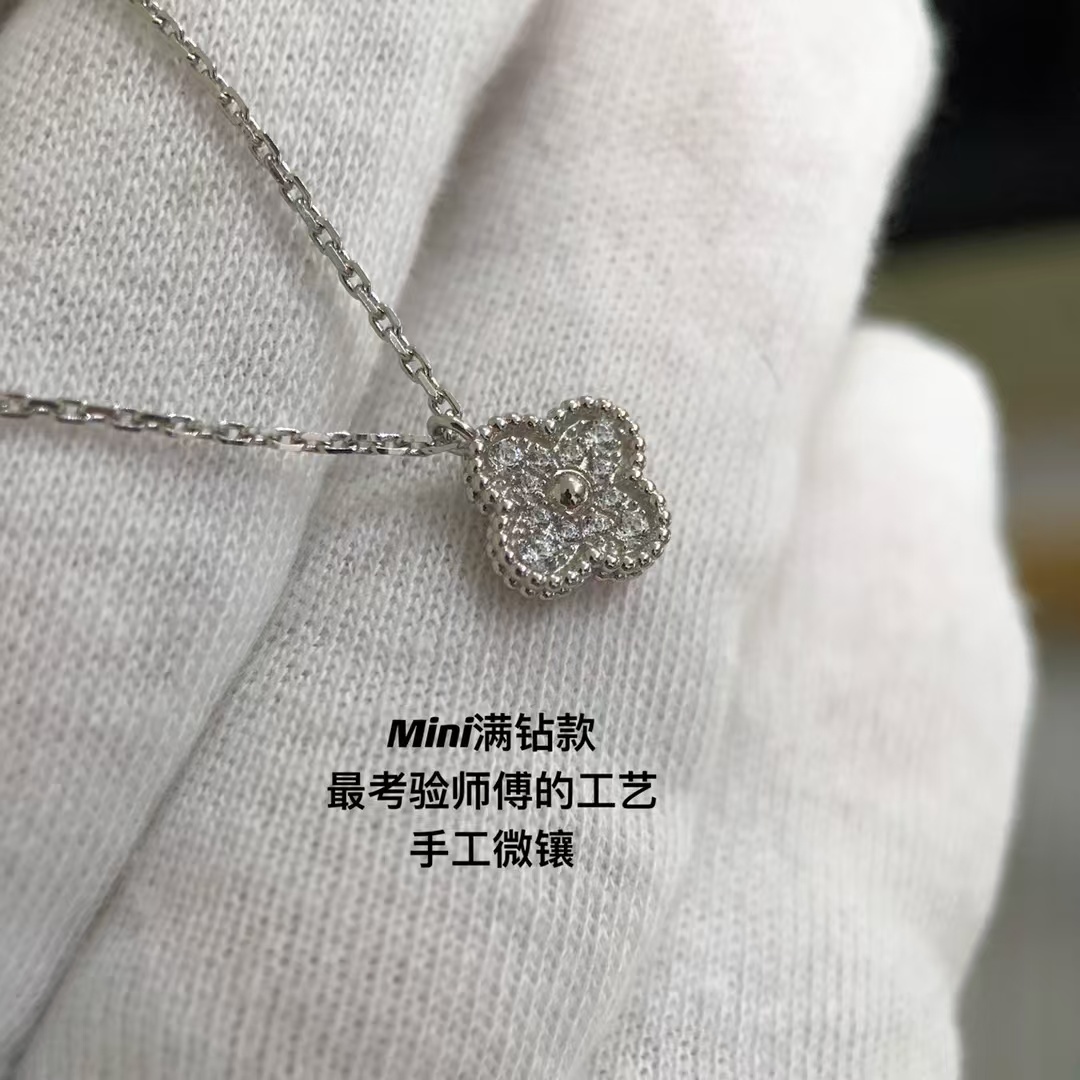 VCA Full Diamond Sweet Alhambra Pendant Necklace - Mini - Original Replica Club