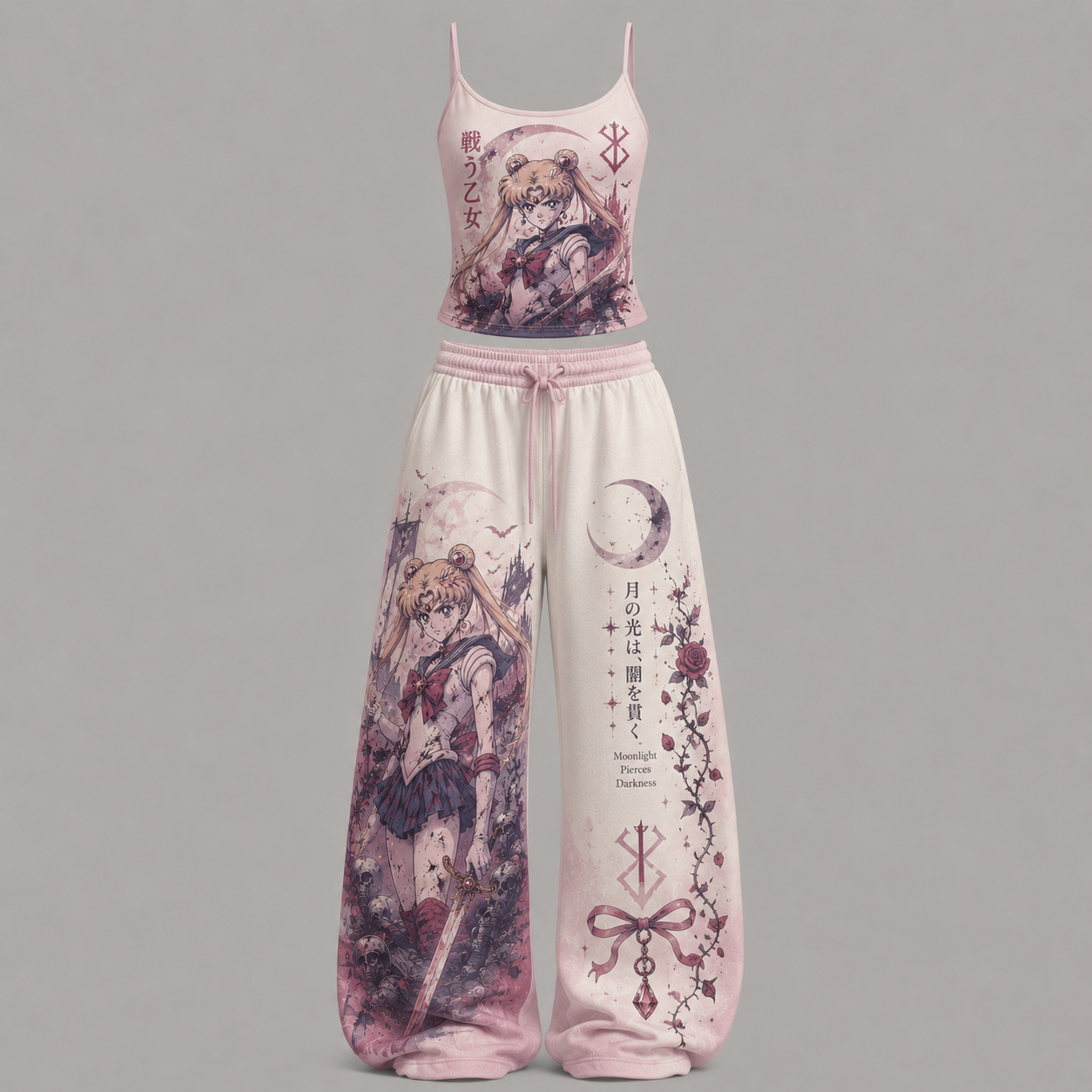 Berserk x Sailor Moon Top & Elasticated Trousers Two-Piece Set