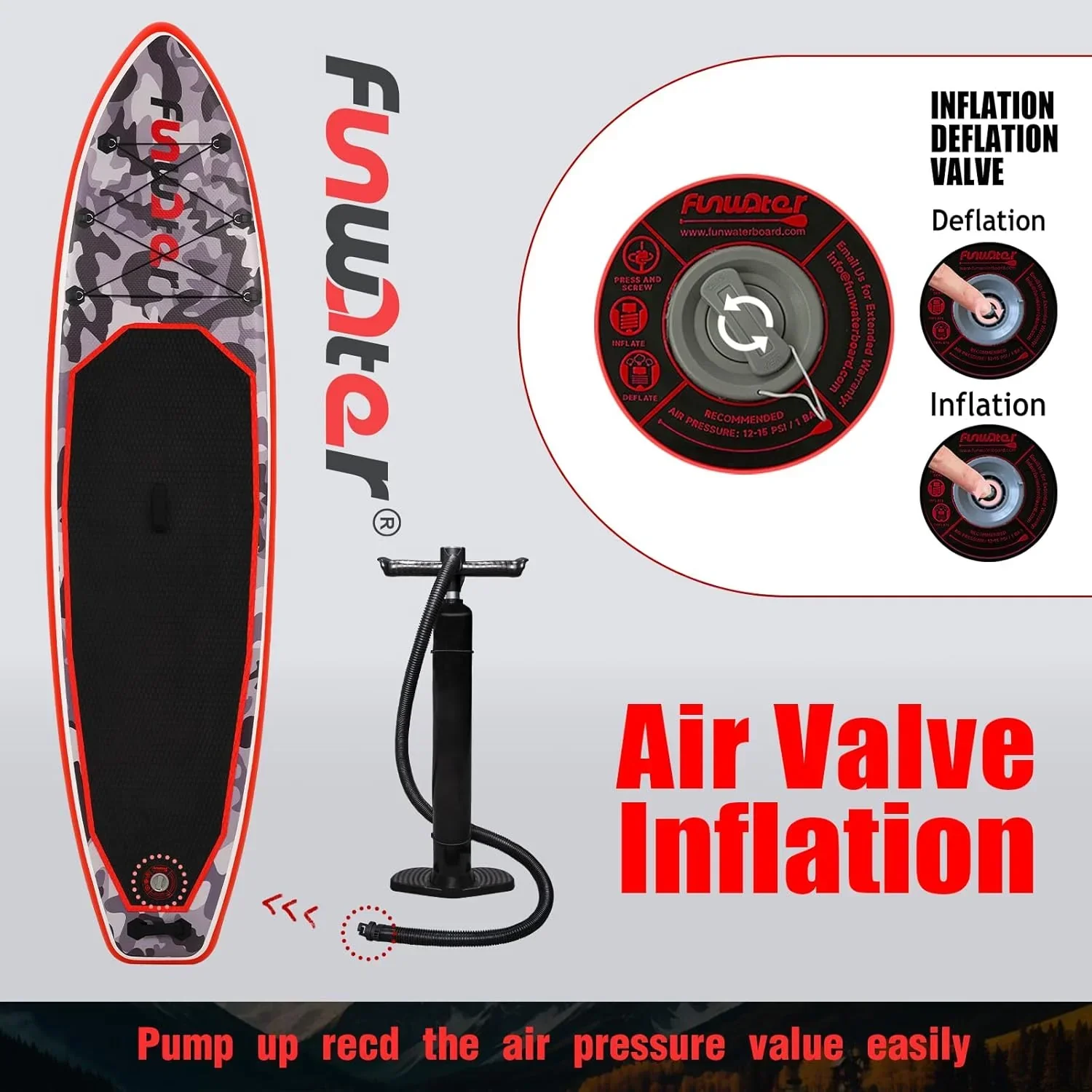FunWater Inflatable Stand Up Paddle Board, 11 ft x 32 in x 6 in - SUP Paddle Accessories - Image 92 FunWater Inflatable Stand Up Paddle Board, 11 ft x 32 in x 6 in - SUP Paddle Accessories - Image 92