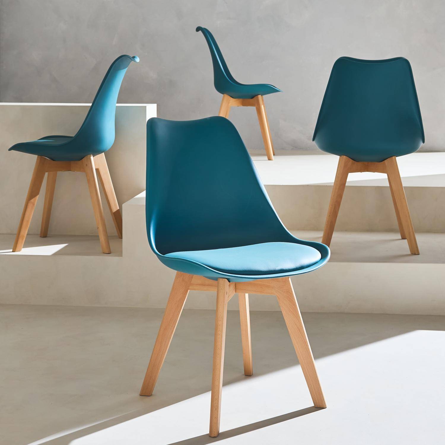 Nils - Silla escandinava con patas de madera de haya, set de 4