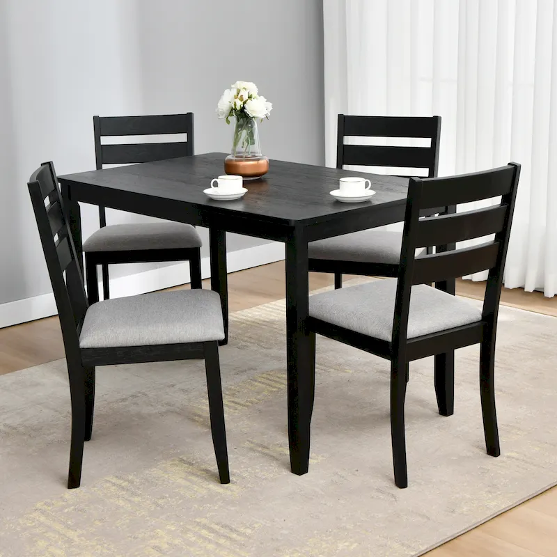 Set of 4 Slat Back Wooden Dining Chairs
