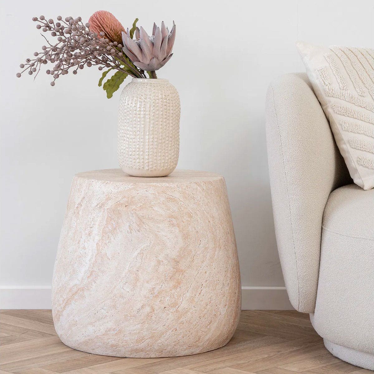 Artichok Dorus Ronde Bijzettafel - Beige - Ø 47.5 x 41 cm