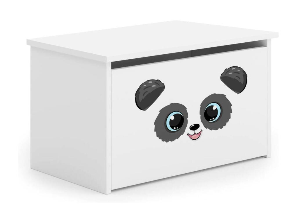 Baúl contenedor Dbrogdo, Contenedor multiusos, Cofre multiusos, Caja de almacenaje, 40x42 h73 cm, Blanco con panda