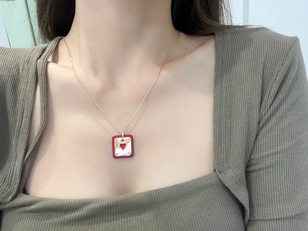 Hermes Cowhide Leather Square Tag Necklace - Original Replica Club