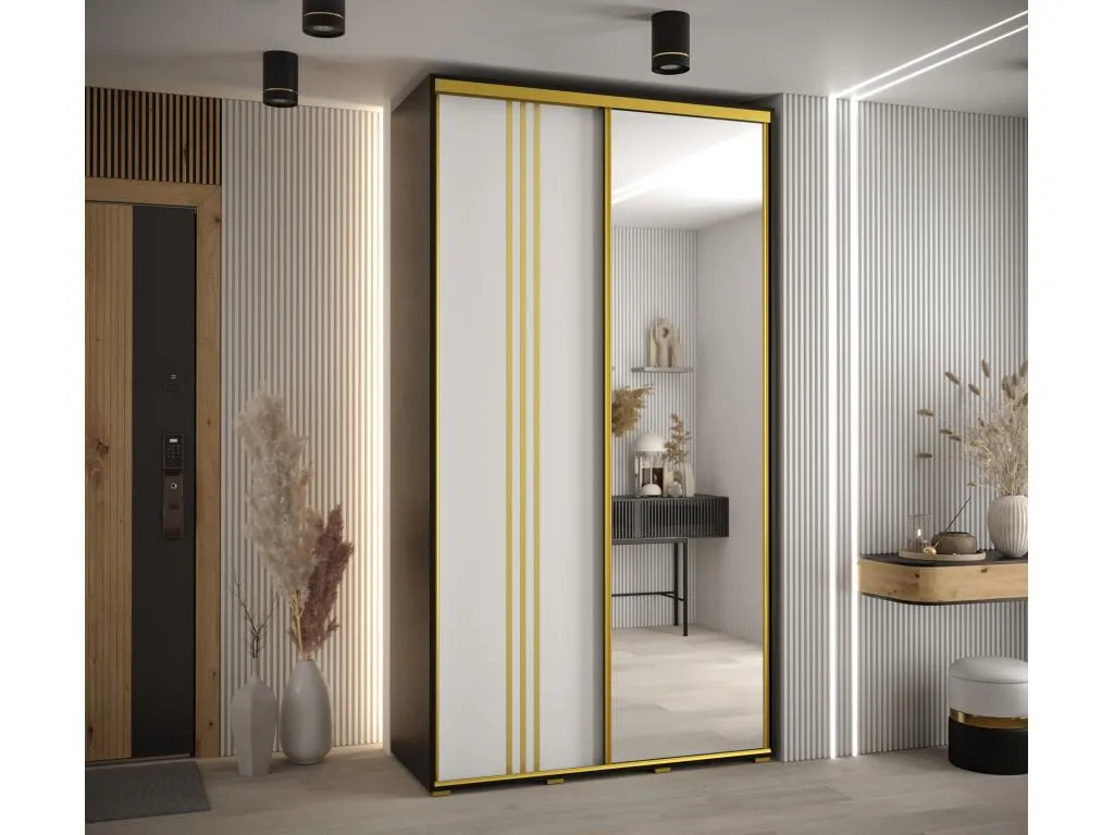 ARMARIO Alkifurniturees 7 DE PUERTAS CORREDERAS 235.2/140/60 2 puertas (Negro/Blanco/Oro) VOQH29855