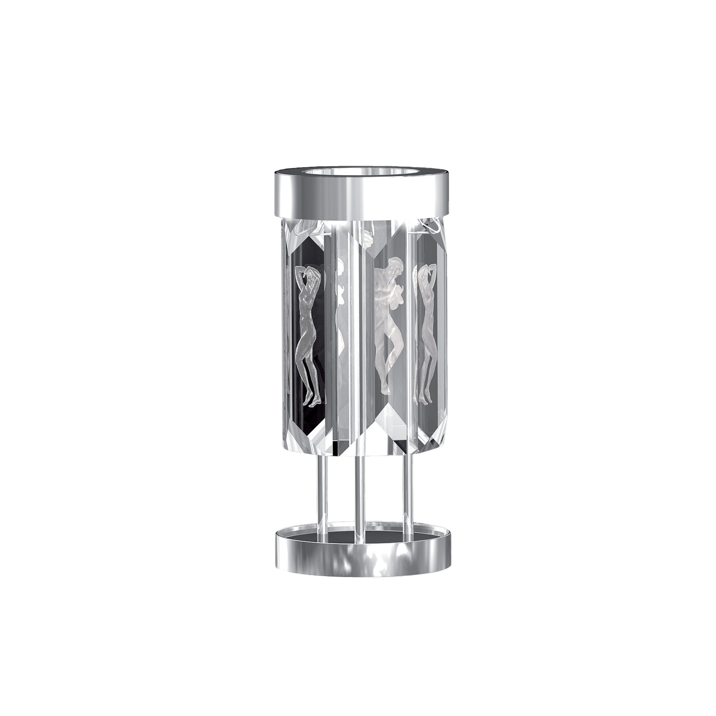 LAMPE SERENE 6 PRISMES FIGURINES - CRISTAL INCOLORE, FINITION NICKEL (PLAQUÉ)