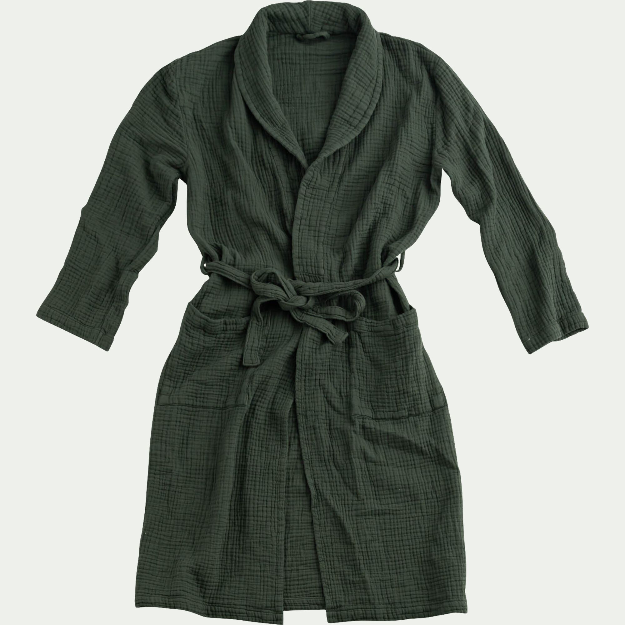 CAPULO - Peignoir en gaze de coton S/M - vert cèdre