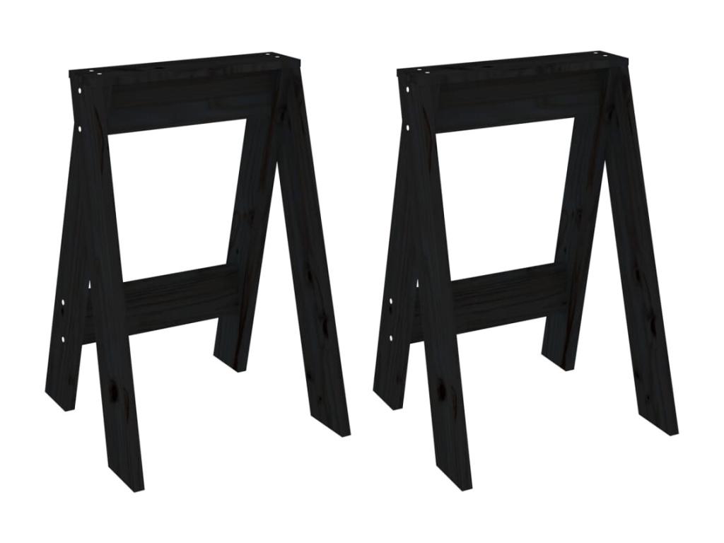 Taburetes 2 unidades madera maciza de pino negro 40x40x60 cm