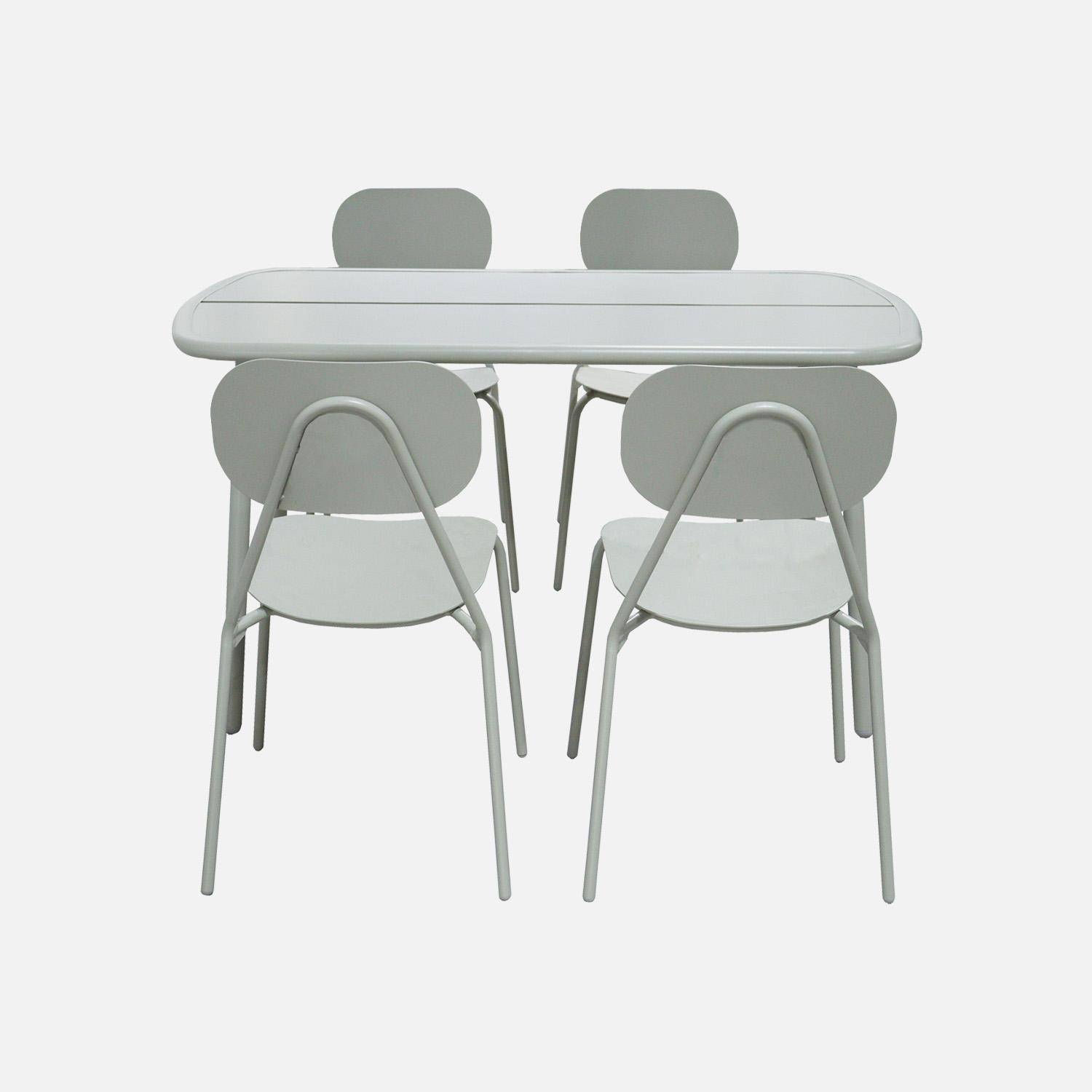 Avelia - Conjunto mesa de jardín de aluminio con 4 sillas