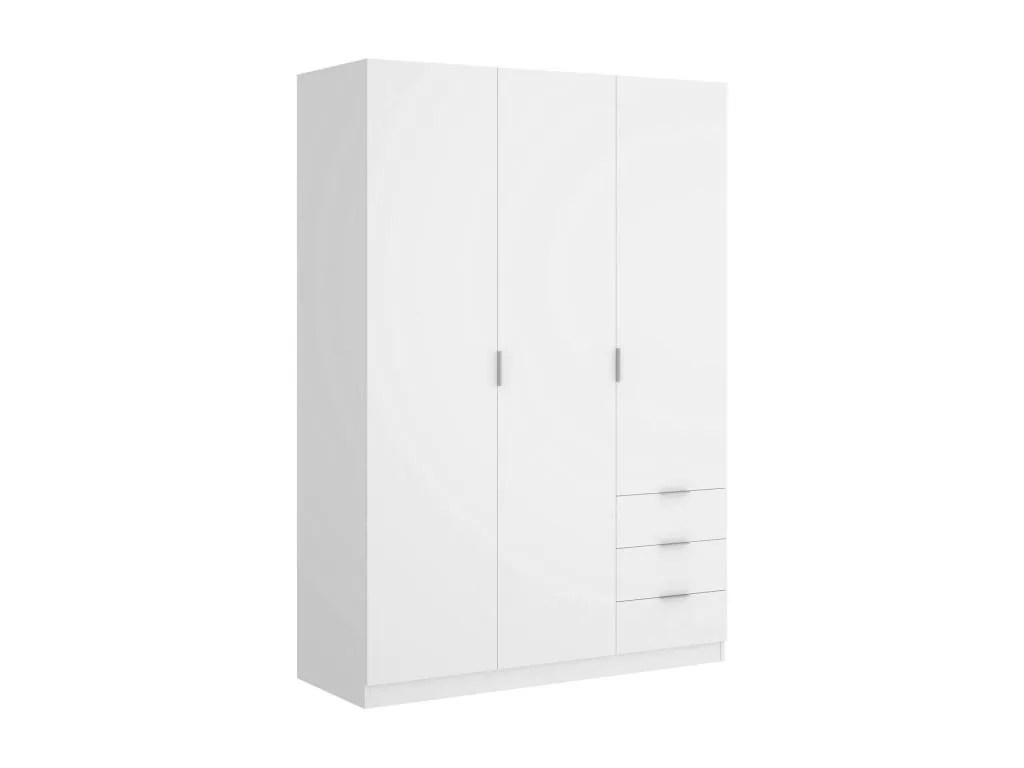 Armario Alkifurniturees Perchero para dormitorio Armario con 3 puertas batientes y 3 cajones 121x52h184 cm Blanco 48130QBFC