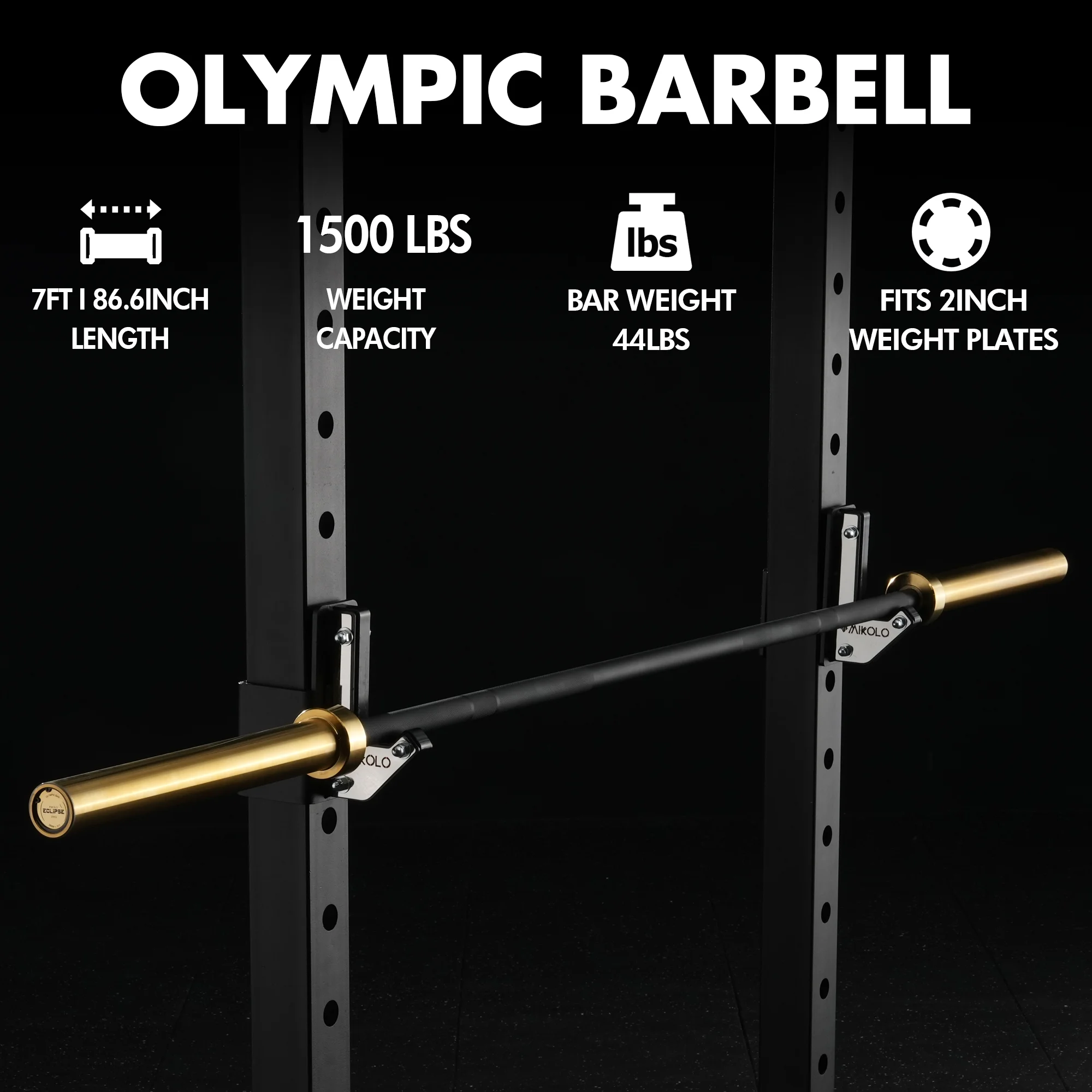 Mikolo 7ft Olympic Barbell, Barbell for Weightlifting and Powerlifting 45lb, Olympic Bar for 1500lbs Capacity, Weight Bar Fit 2-?Standard Weights - Image 68
