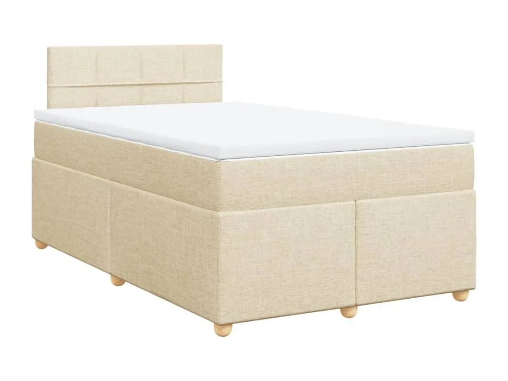 Cama box spring con colchón tela color crema 120x190 cm sgk3522729
