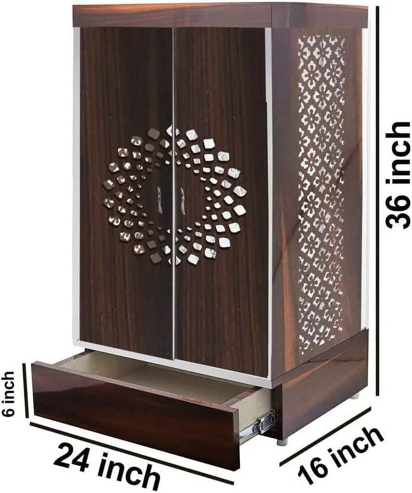 Customized Wooden Cabinet Desginer Mandir With LED / Mandir For Home & Office / Temple For Home / Pooja Ghar / Mandir With Lights /Storage - Image 3