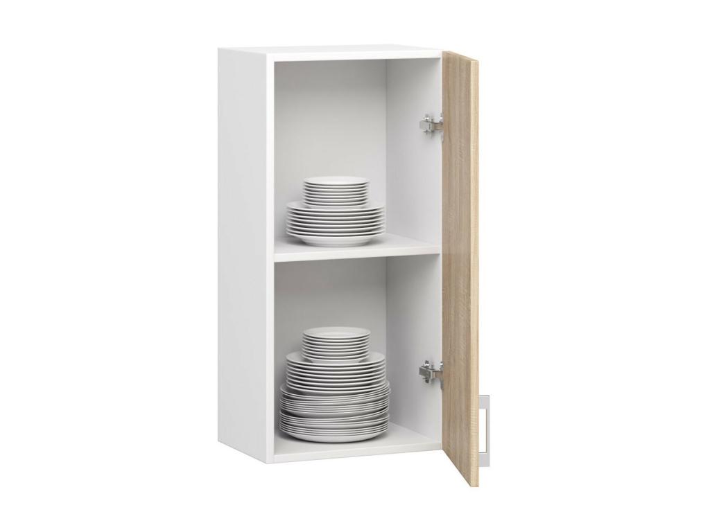 Armario colgante de cocina Mubdelu W40 sistema LIMA Blanco 40 cm 1 puerta color Roble Sonoma mate 2 estantes 40x30,5x72 cm