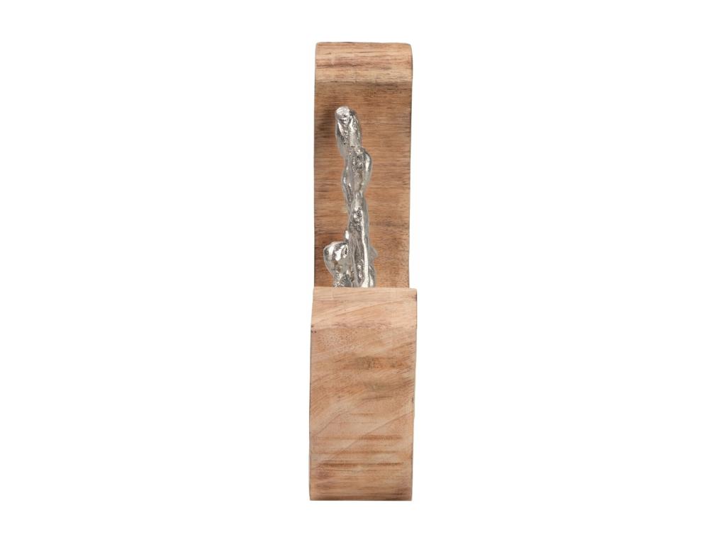 Figura Familia Aluminio Madera Mango 28x6x27 Cm