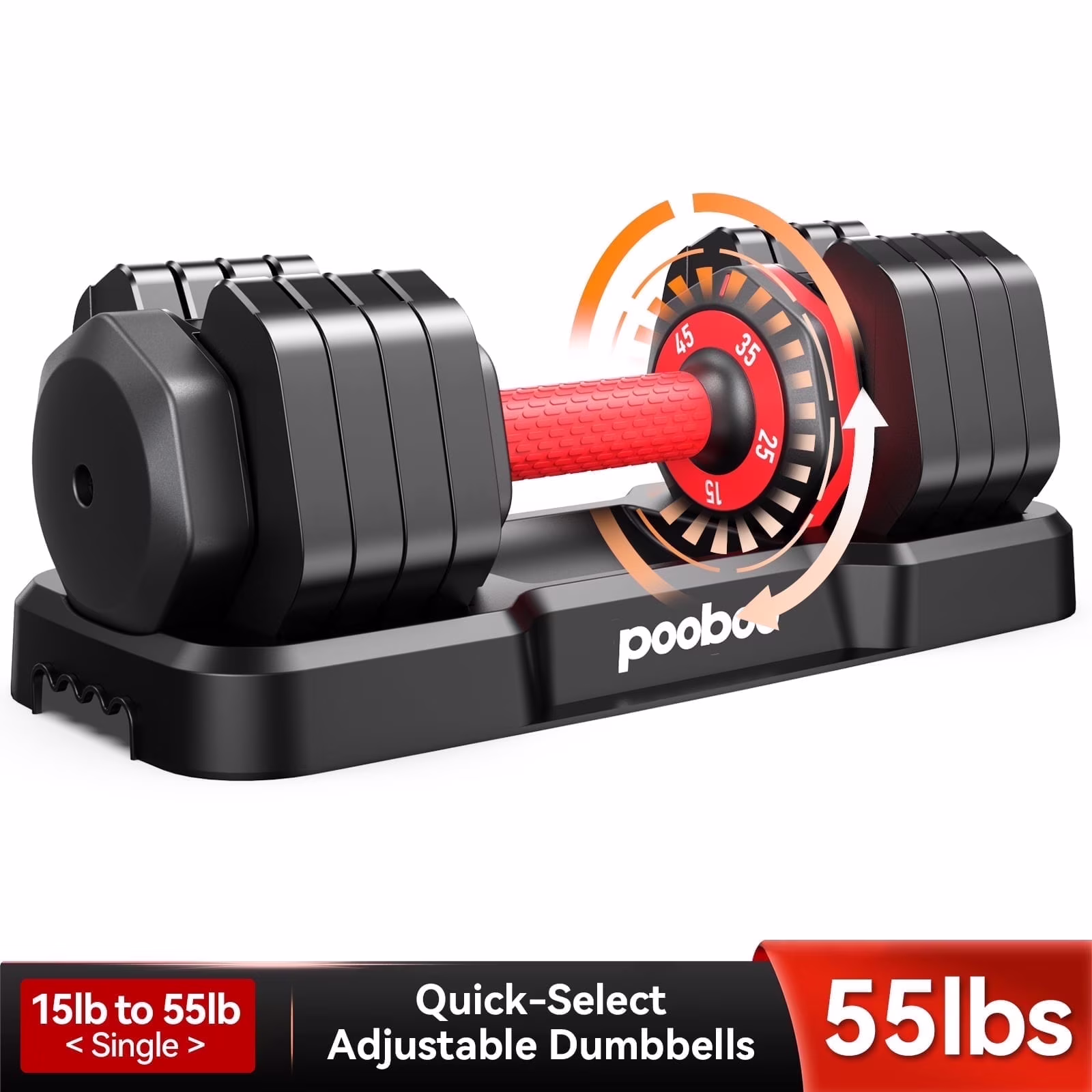 (1 Pair) LNOW 50 lb Quick Select Adjustable Dumbbells for Home Gym 5 in 1 Free Weights 5/10/15/20/25 lb/50 lb Dumbbell with Anti - Slip Handle, Suitable for Home Gym Exercise Equipment(Single(15-55lbs))