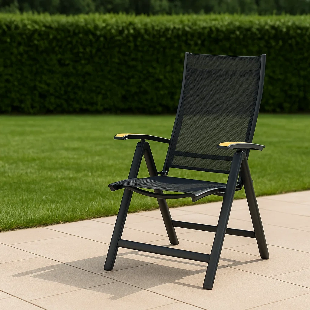 Silla de comedor de exterior,plegable,negro,aluminio,adecuado para jardín,66x47x107 cm
