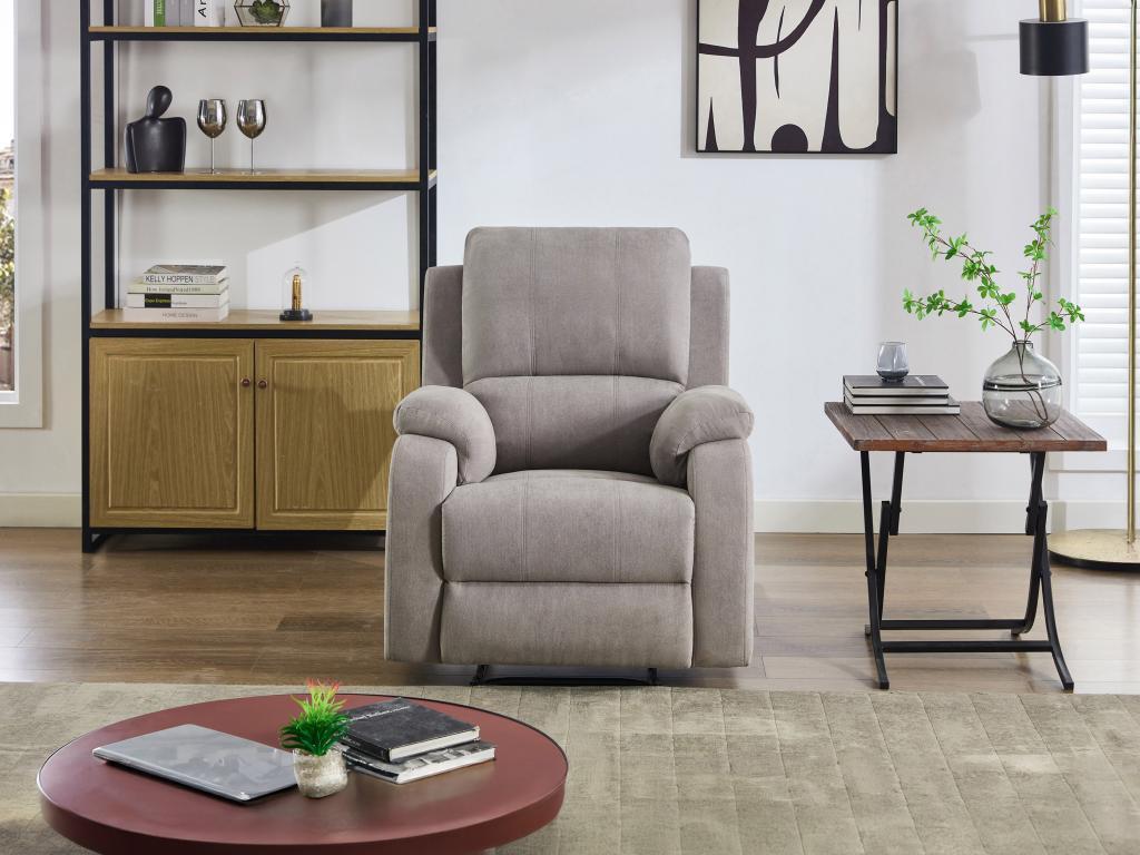 Sillón reclinable de microfibra gris claro BRODY