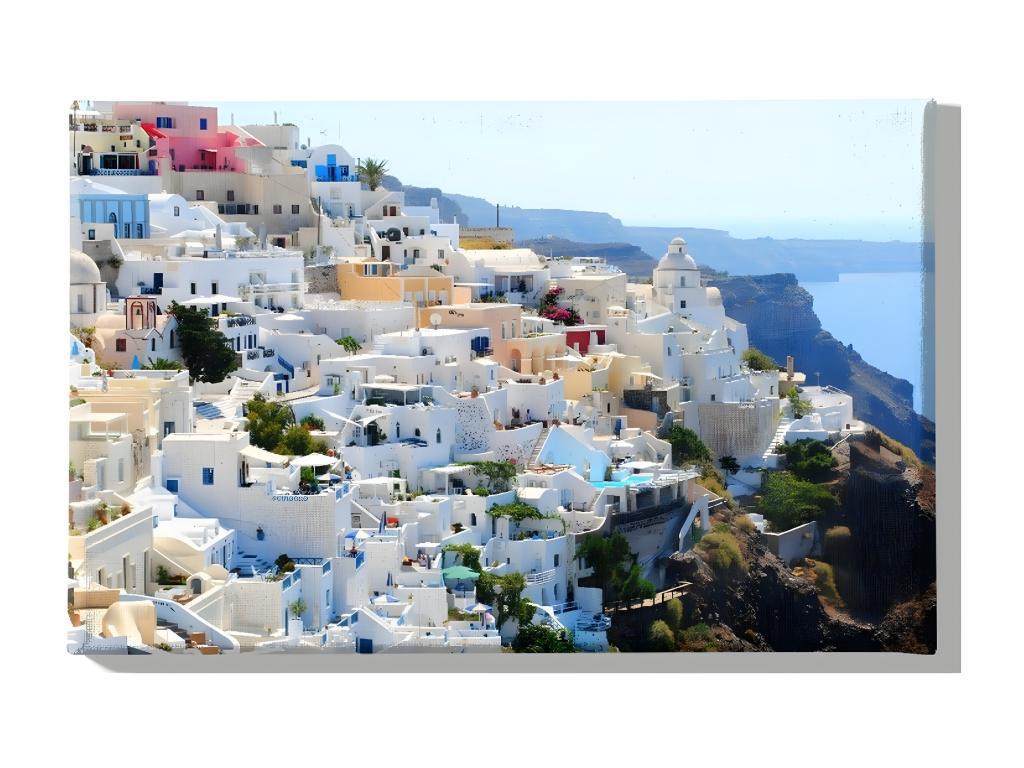 Impresión sobre Lienzo Santorini, Multicolor, 70x3x45 cm, Laocacasas