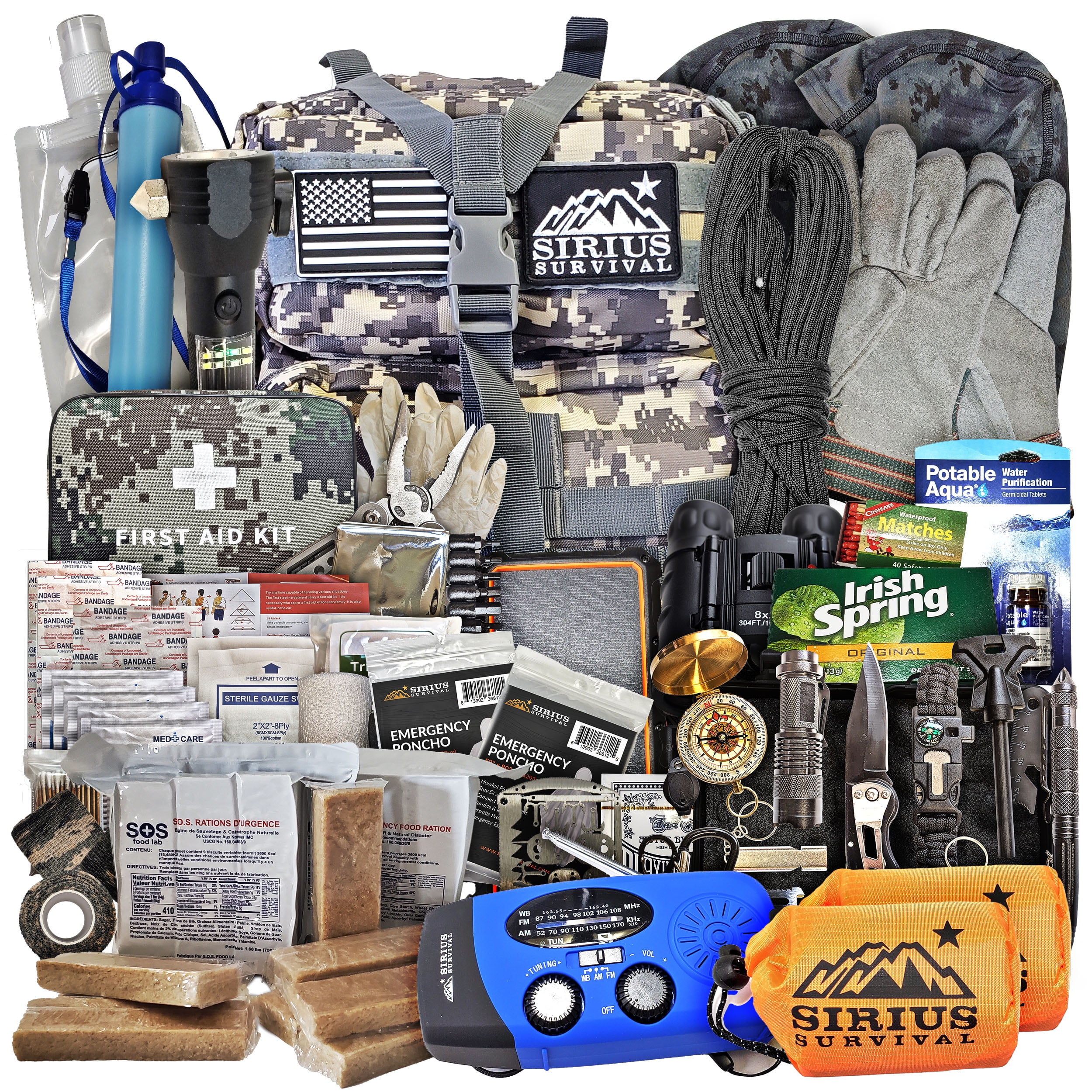 Pre-Packed Emergency Survival Kit/Bug Out Bag for 2 - Over 175 Total Pieces of Disaster Preparedness Supplies for Hurricanes, Floods, Earth Quakes & Other Disasters, Black - Image 18
