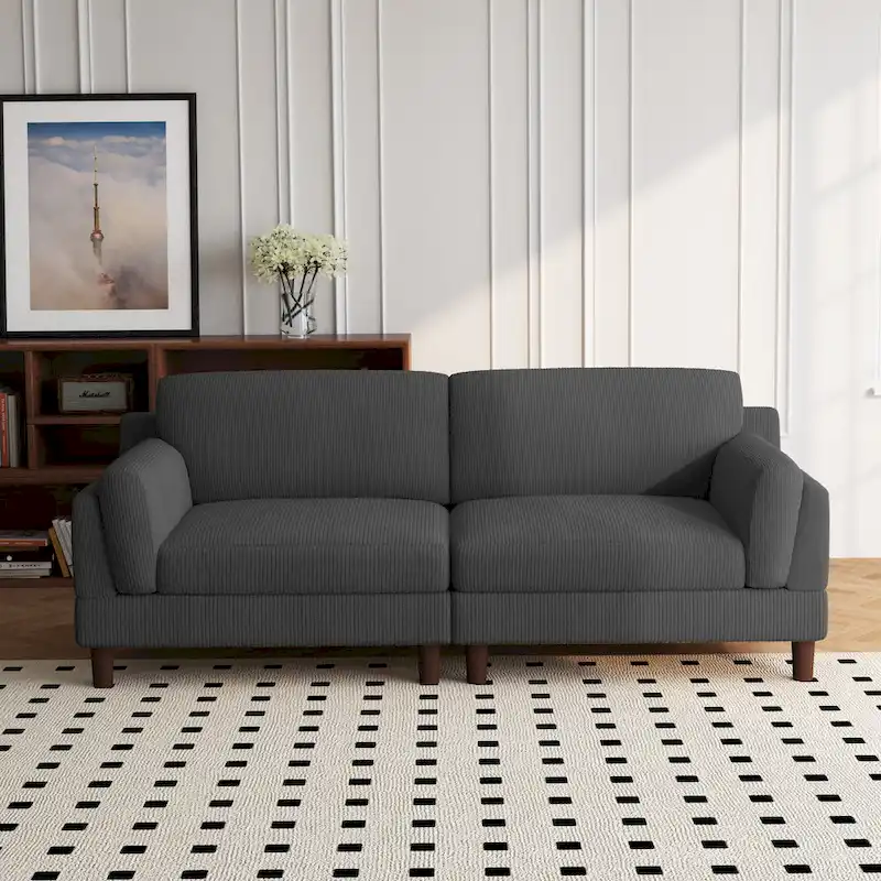 90-Inch Oversized Corduroy Sofa for Living Room with Reversible Cushions