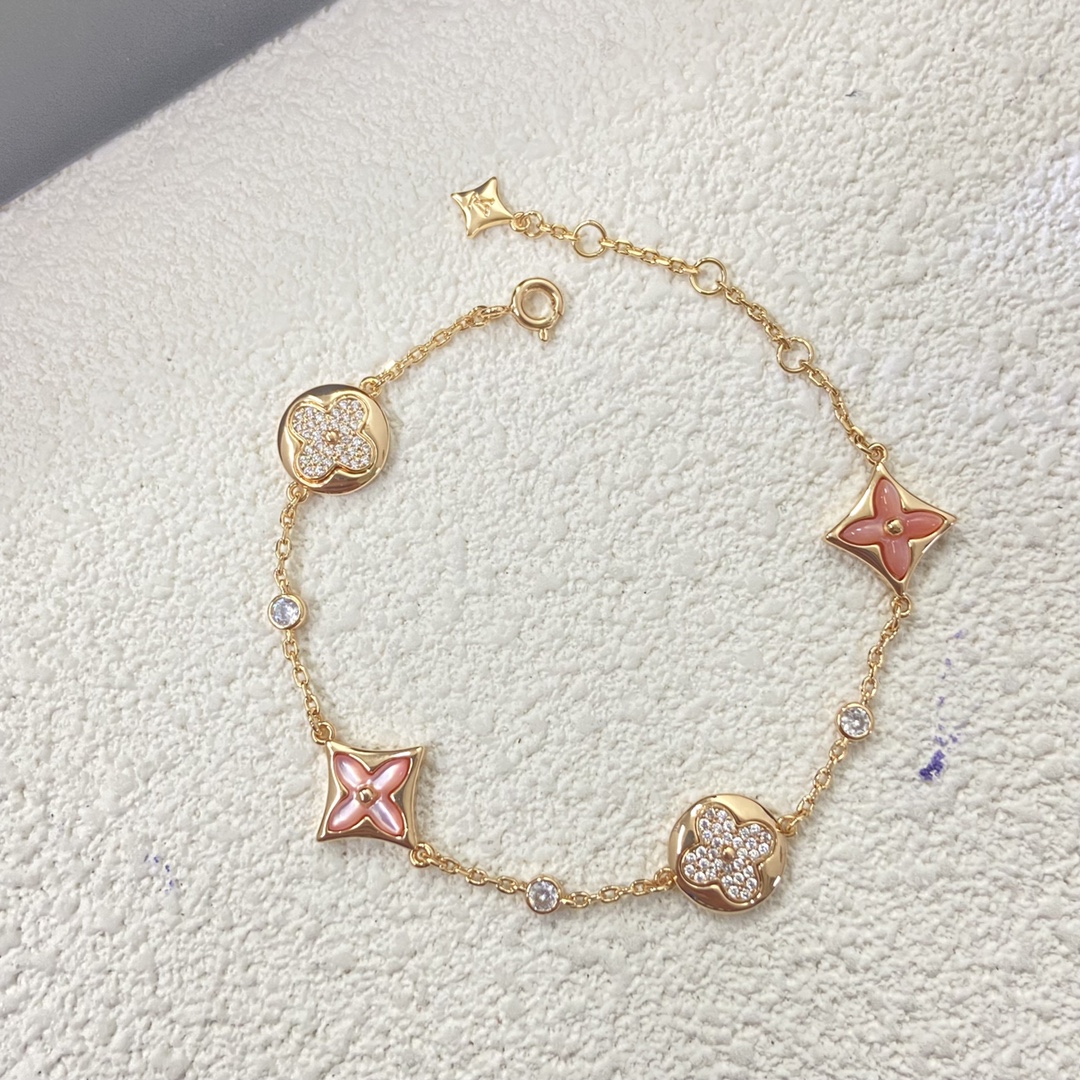 Louis Vuitton Diamond Sun Pink Mother of Pearl Star Bracelet - Original Replica Club