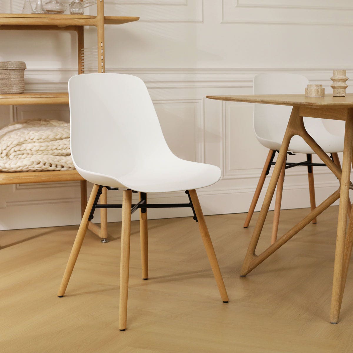 Nolon Nena-Pip Eetkamerstoelen Set van 2 - Wit - Houten Poten
