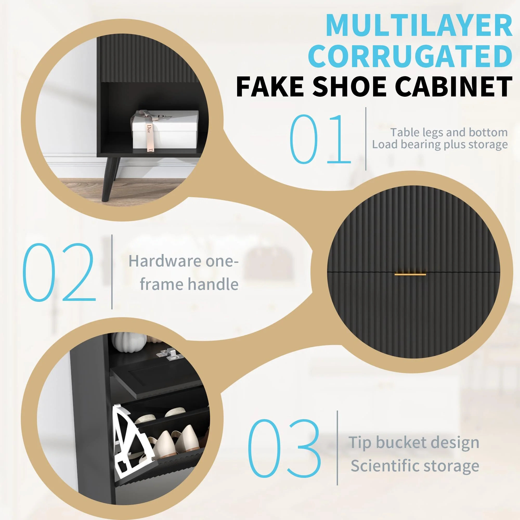 Shoe Cabinet with Drawers, slim storage cabinets, entryway shoe storage cabinets - Image 15