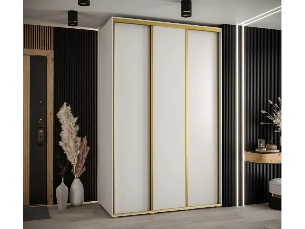 ARMARIO Lluesmamuebles 1 DE PUERTAS CORREDERAS 235.2/160/60 3 puertas (Blanco/Blanco/Oro)