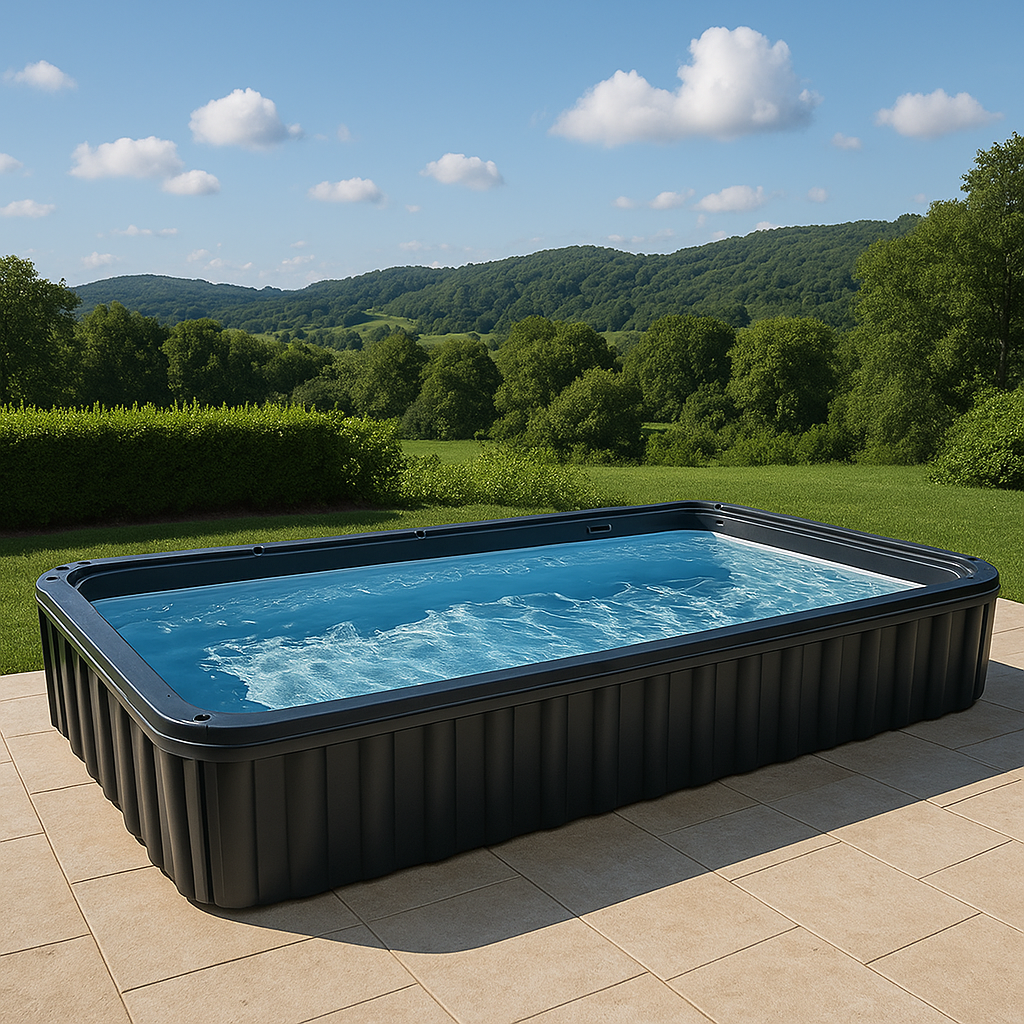 piscina tubular rectangular, piscina desmontable rectangular negra, negro, metal y PVC, jardín y exteriores, 732x366x132 cm