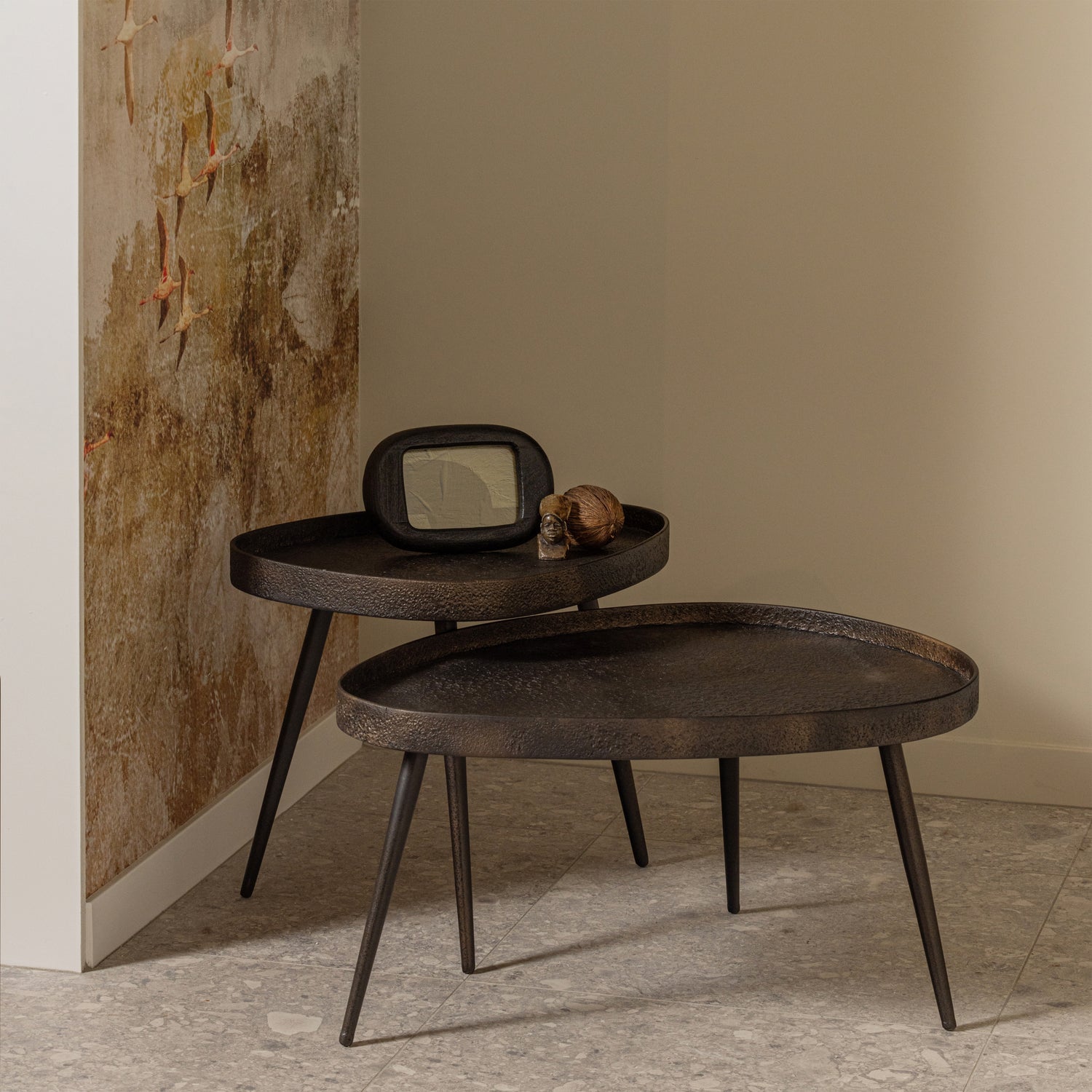WOOOD Crude Bijzettafels - Zink - Antique Bronze - 39x71x52