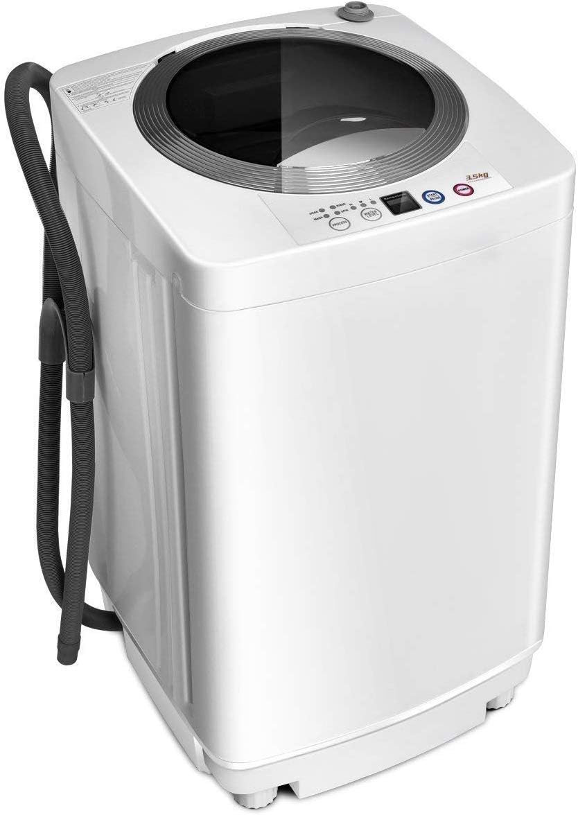 Portable washing machine, a combination of fully automatic washing machine and spin dryer, with built-in pump drainage system, capacity 8 pounds, suitable for compact washing and drying machines in apartments, campers and dormitories.