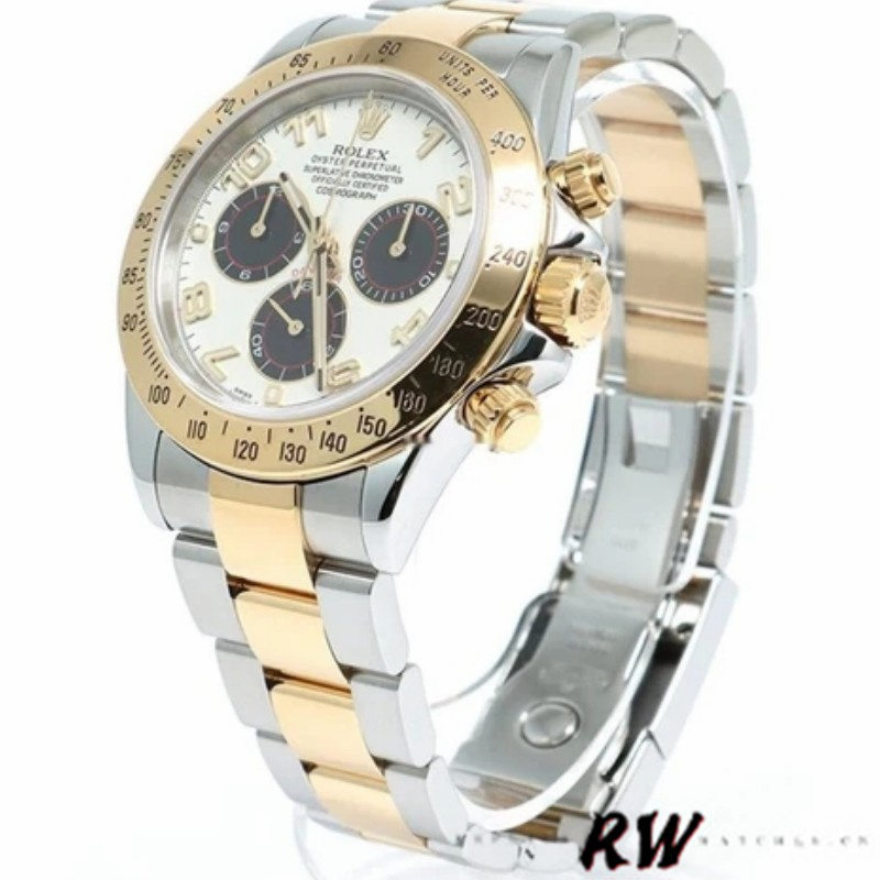 Rolex Daytona 116523 White Arabic Panda Dial 40mm Mens Replica Watch