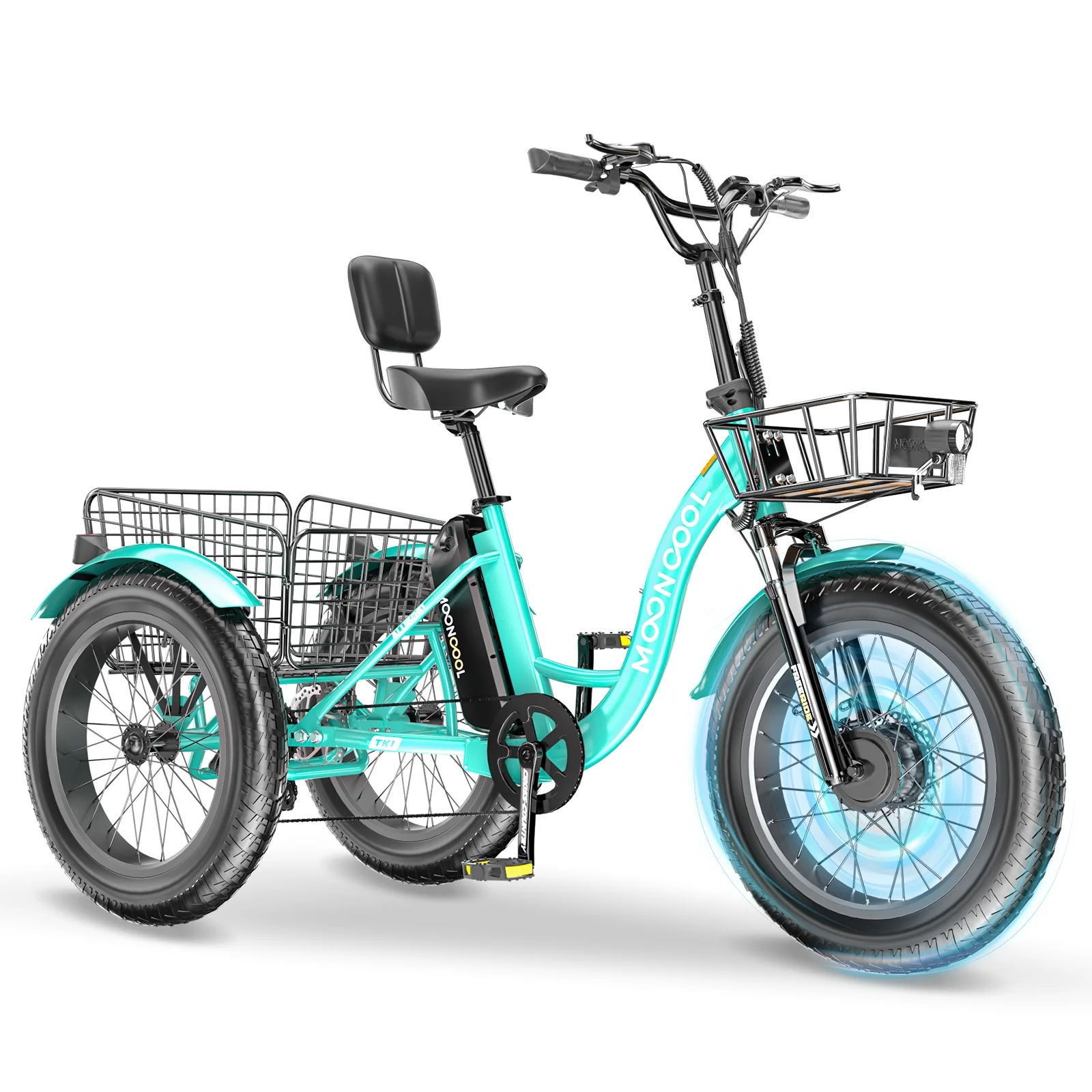 20" x 4" Fat Tire Electric Tricycle for Adult, 7 Speeds Electric Trike 48V 500W Motorized Tricycle , Electric Three Wheels Bicycle for Senior, Aluminum Frame & Rear Basket ,16mph - Image 20