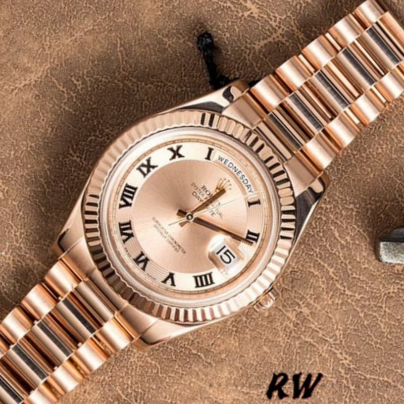 Rolex Day-Date 218235 Concentric Circle Champagne Dial Rose Gold 41MM Mens Replica Watch