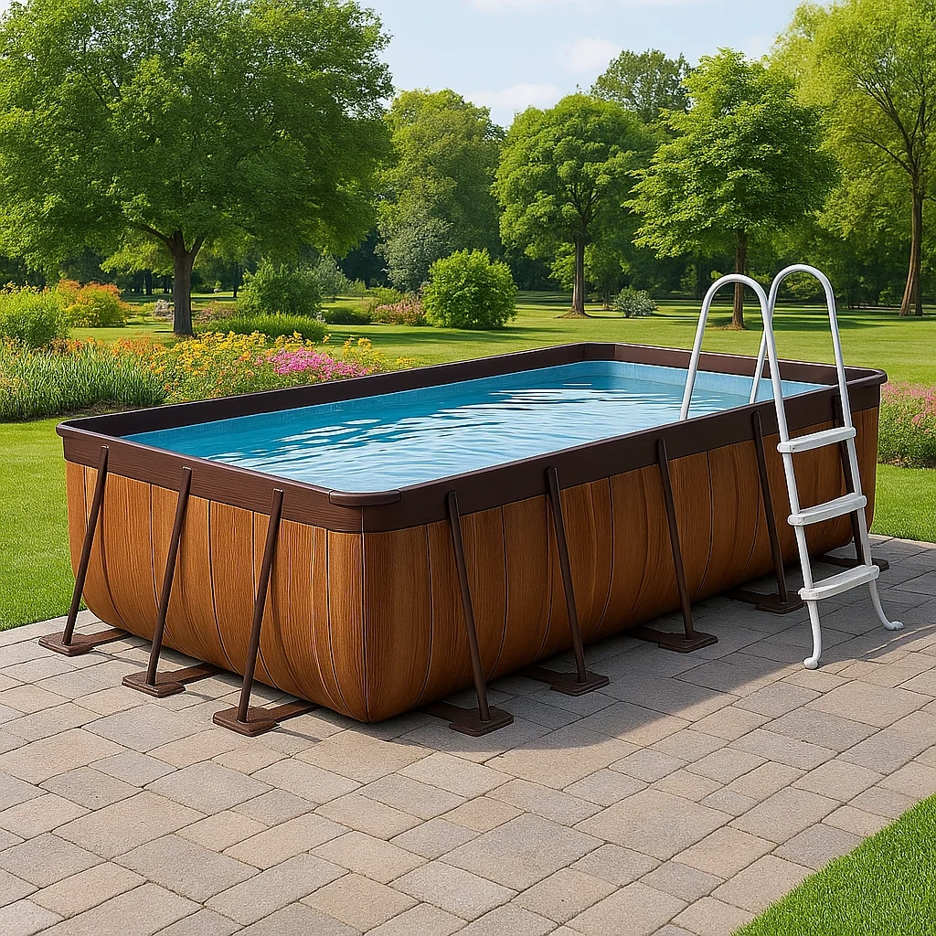 Piscina tubular rectangular desmontable 532x265x119 cm Marrón con filtro y escalera xxbHZzx200Vy