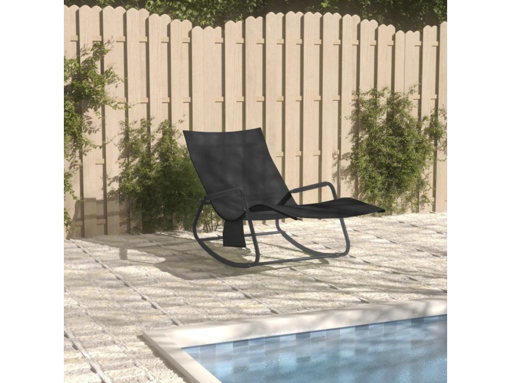 Sillón lounge Acero y textileno Negro