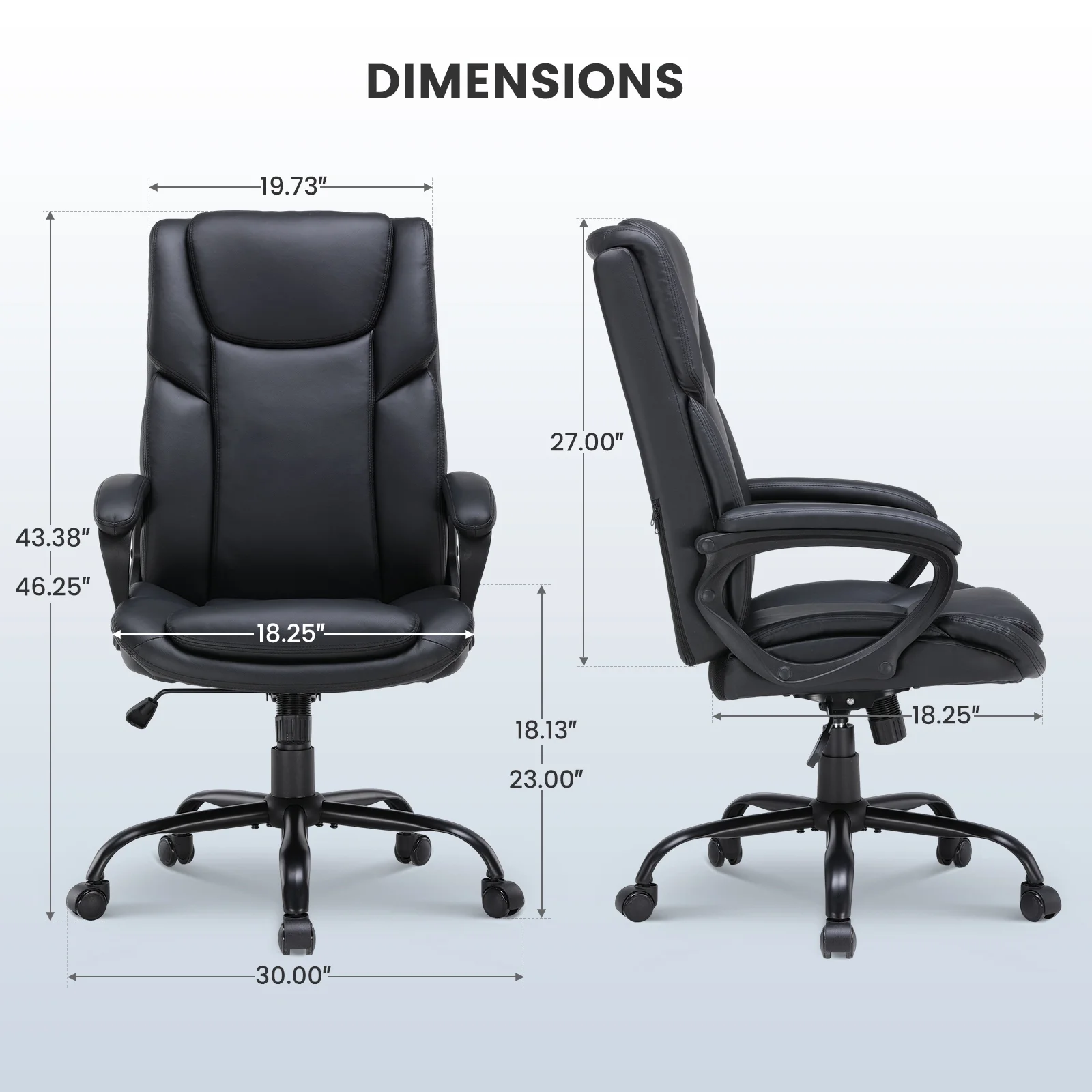 Mainstays Executive Ergonomic High Back Leather Home Office Desk Chair, Black - Image 4