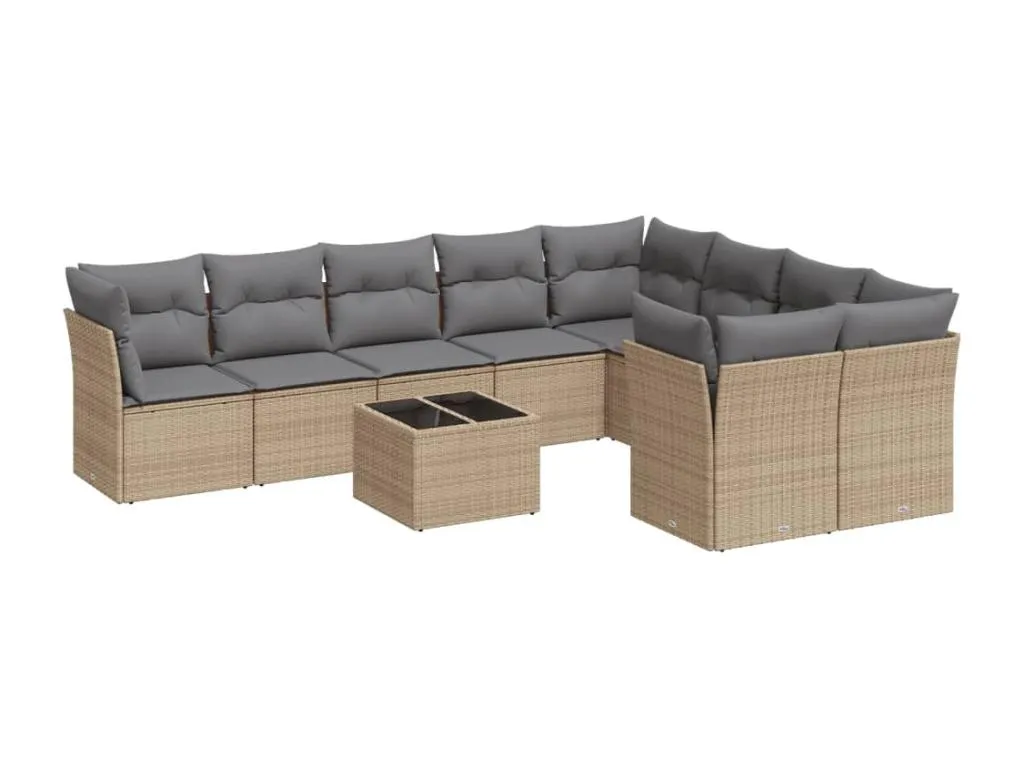 Juego de sofás jardín con cojines beige 10 piezas ratán sintético CDMF71346