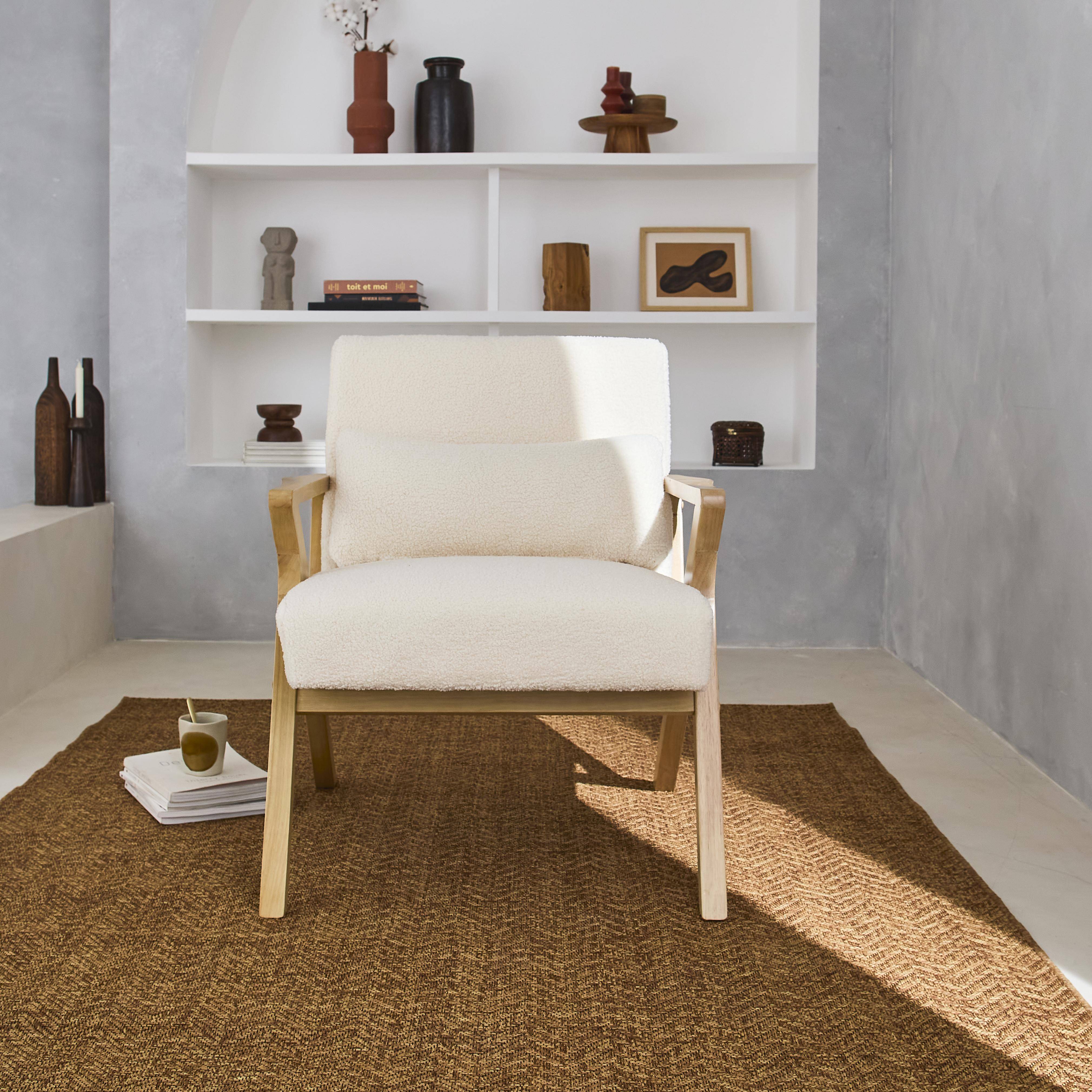 Antoine borreguito - Sillón estilo escandinavo de madera de hevea borreguito