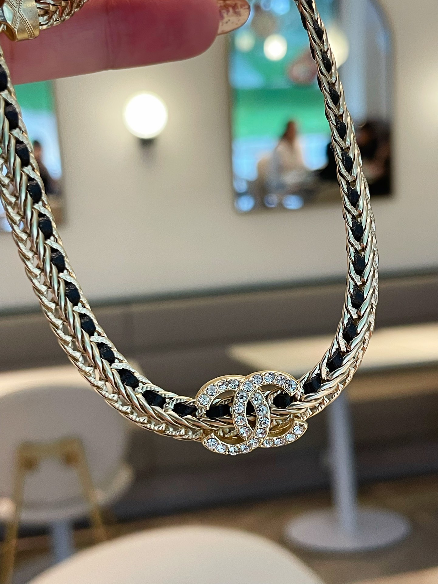 Chanel Leather and Chain CC Choker Necklace - Original Replica Club