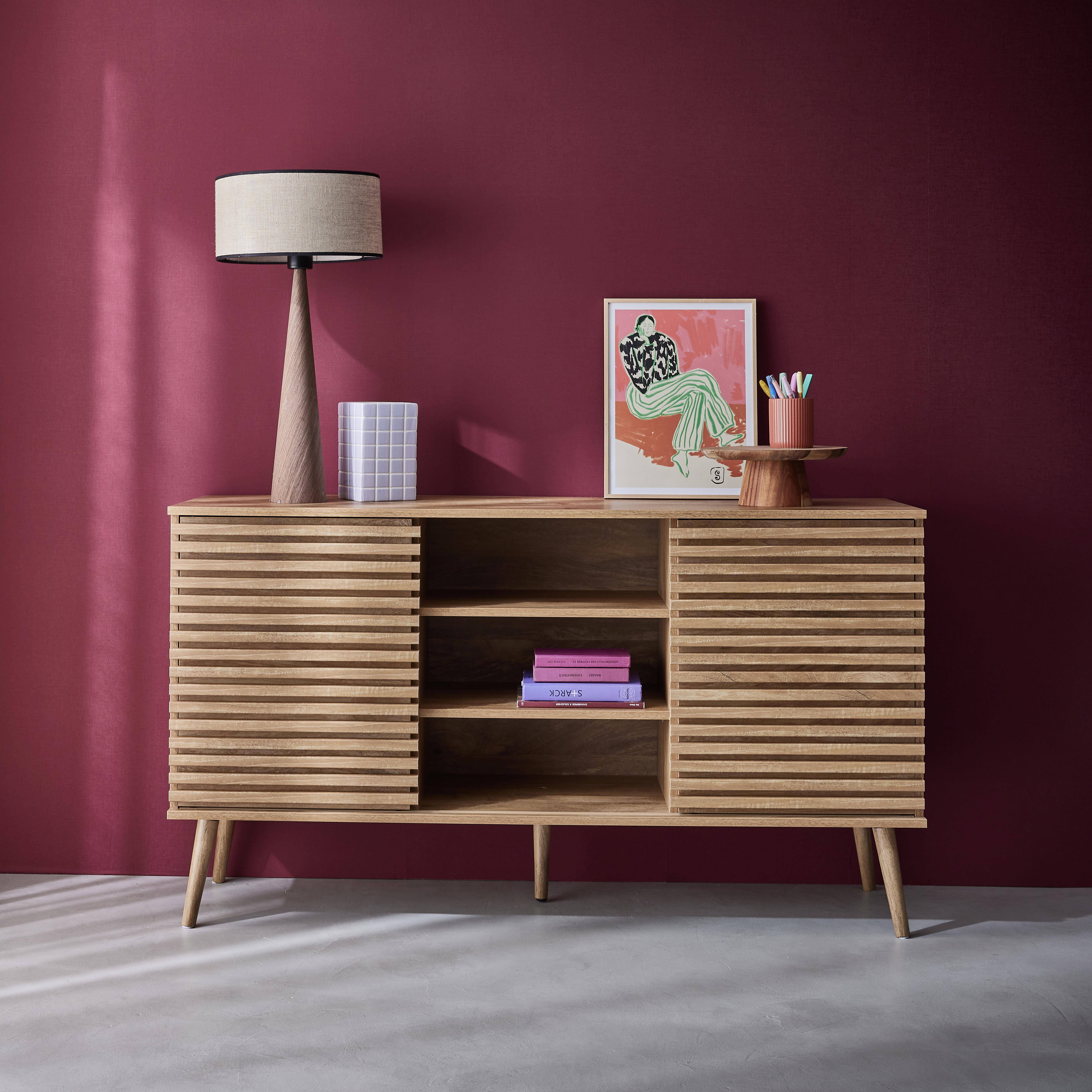 Madere - Aparador escandinavo de madera con 2 puertas, 140cm