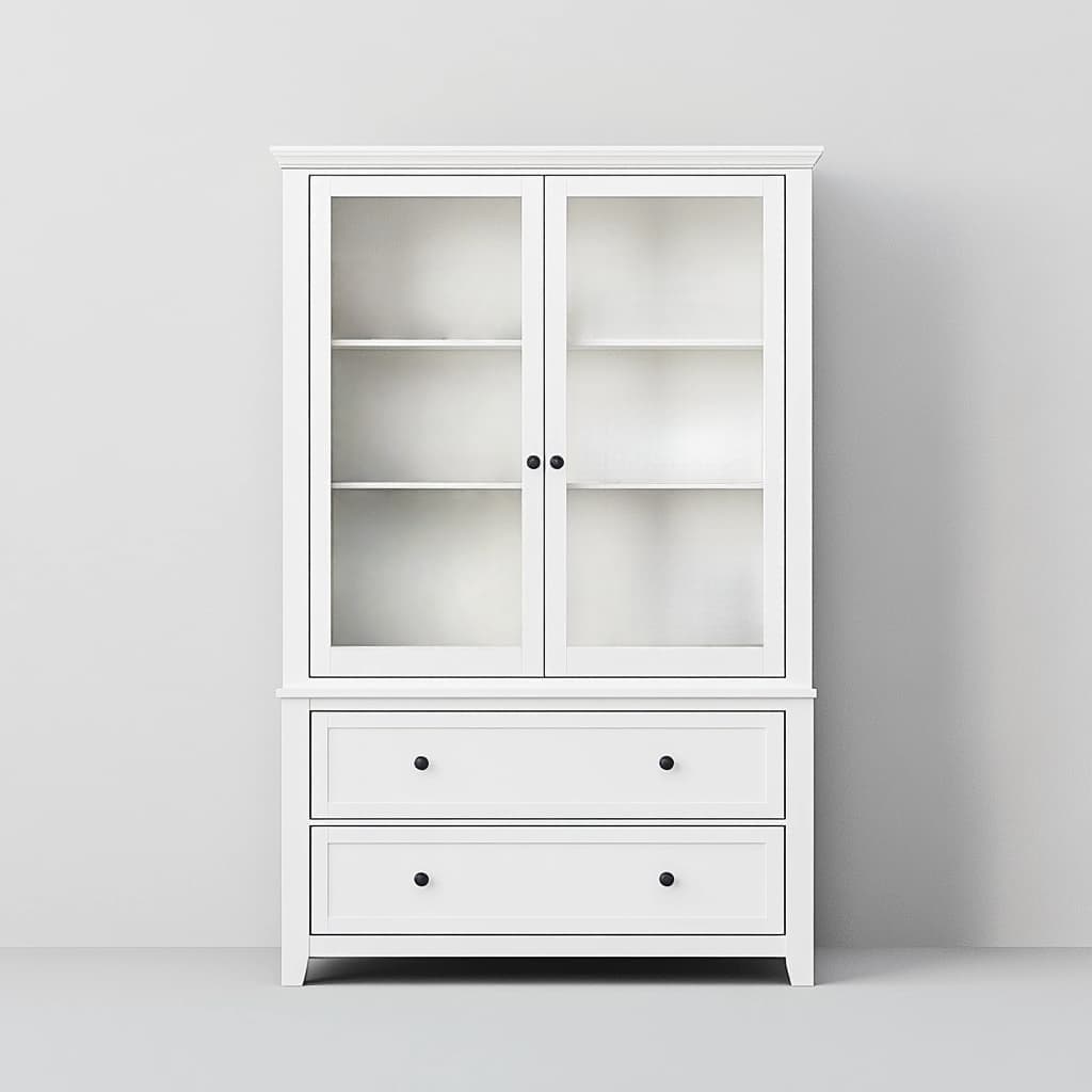 Vitrina de Madera Maciza Blanca Puertas de Vidrio 200x100x40 cm