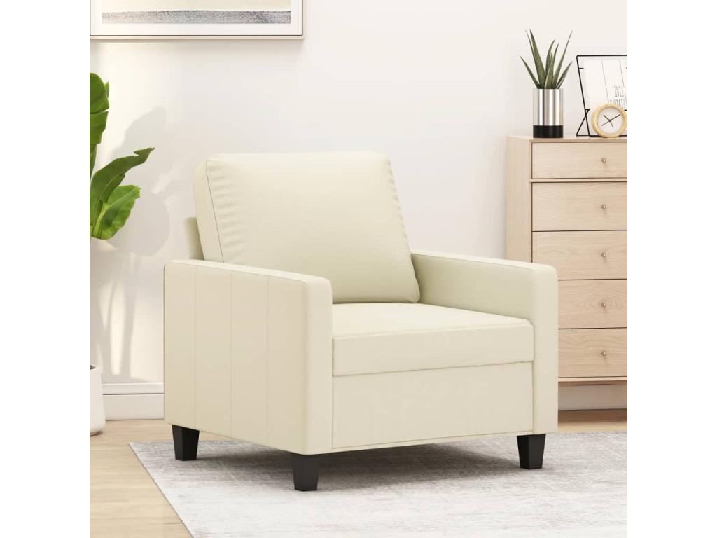 Sillón cuero sintético crema 60 cm