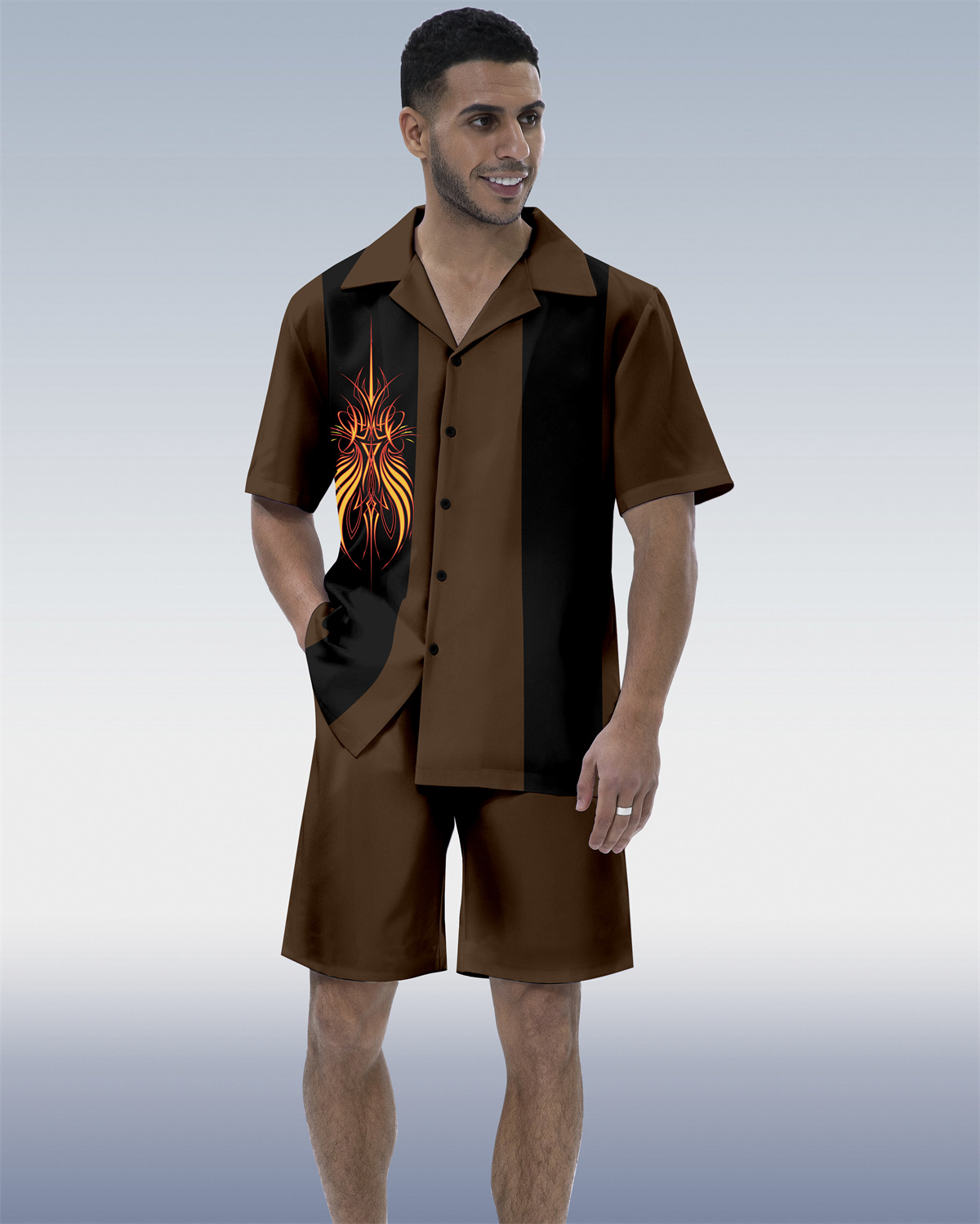 Suitmens Men's Modified Car Party Hawaiian Short Sleeve Shirt Set 176