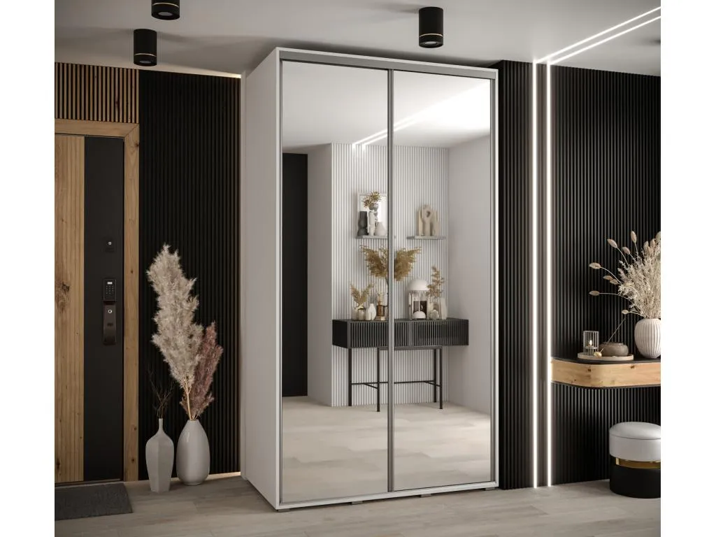 Armario Davos 2 corredero práctico 235,2x130x60 cm 2 puertas blanco/plata dug2866815