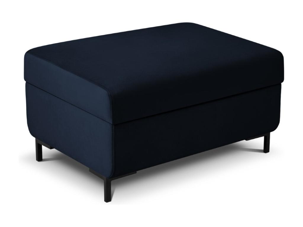 Casaplu - Puf con baúl "Yanis" de terciopelo azul regio - 87x72x46cm