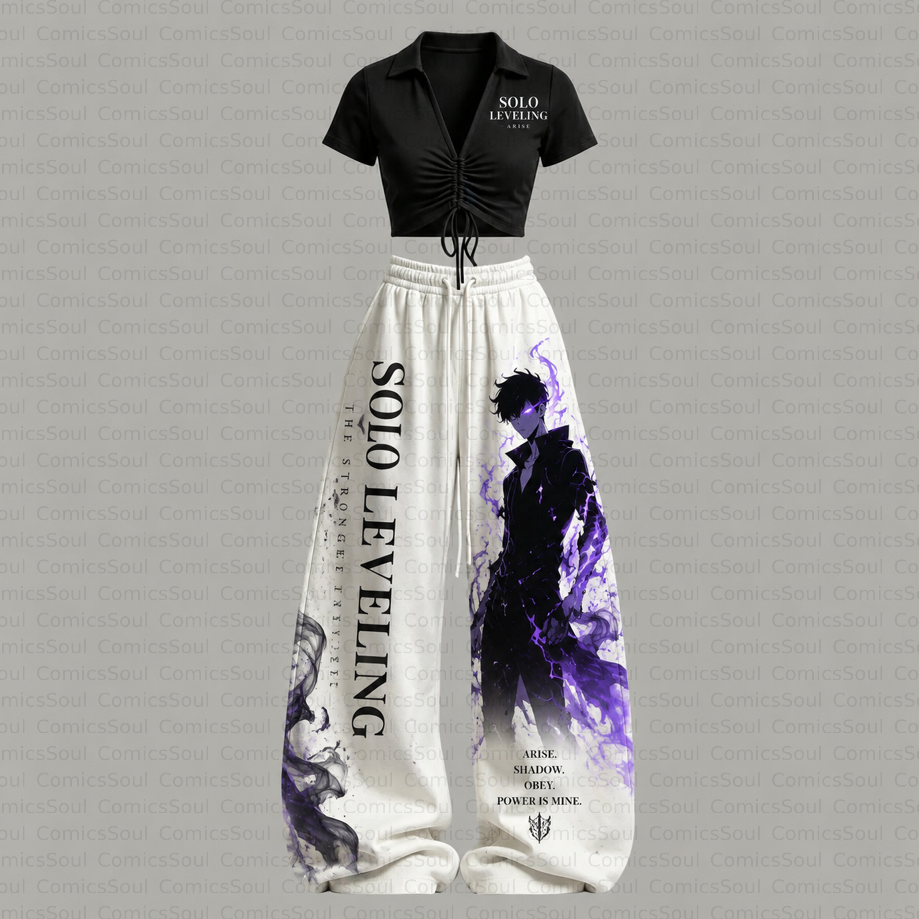 Solo Leveling Drawstring Short Sleeve Top & Long Pants Two-Piece Set TeeThreads Sustain the Scene with Custom Apparel